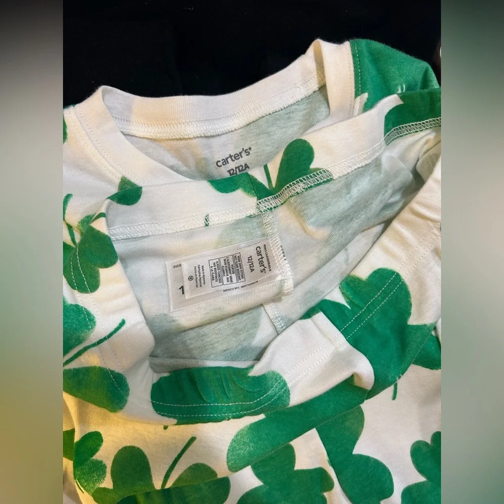 Carters Cotton St Patricksday Clover 2pc Pajama Girls 12 NWT
